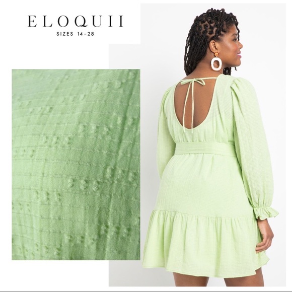 NWT Eloquii Textured Cotton Easy Day Dress in Butterfly - Picture 3 of 4